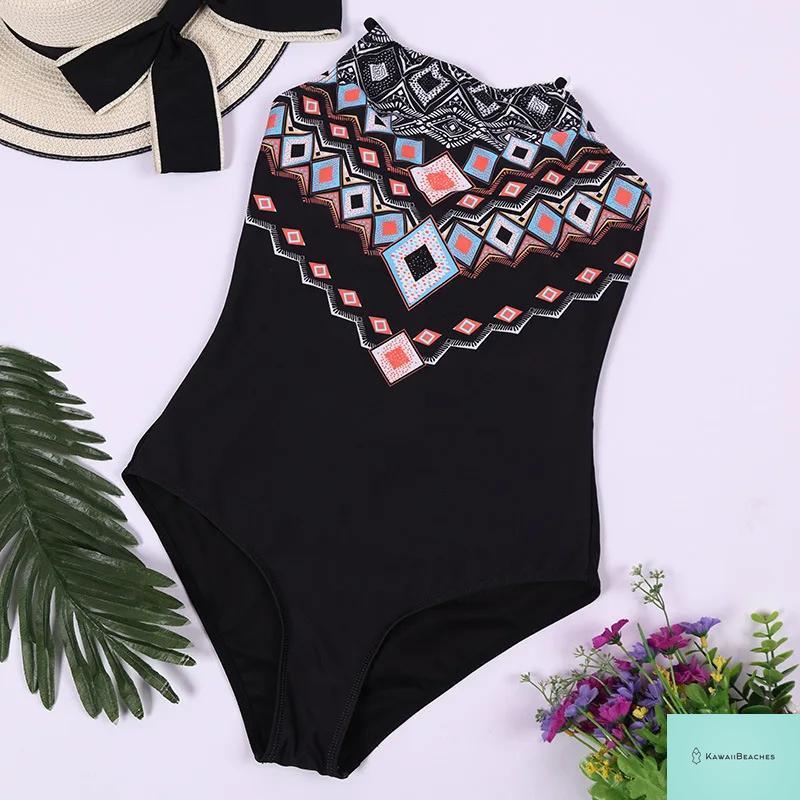 Striped Tropical Monokini Swimsuit for Women