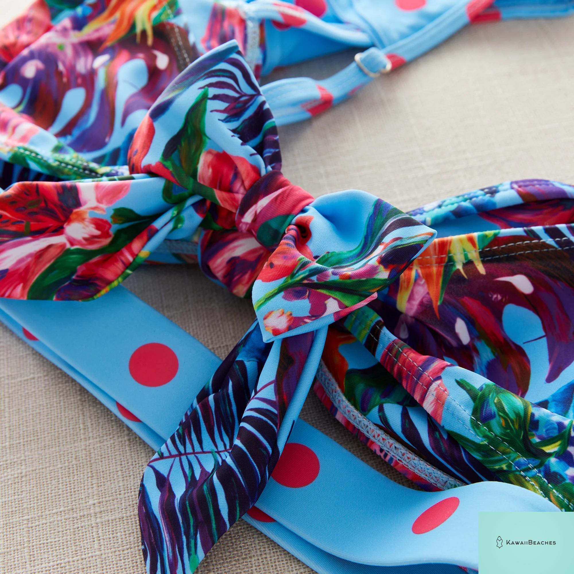 Floral Printed High Waist Bandage Bikini Set