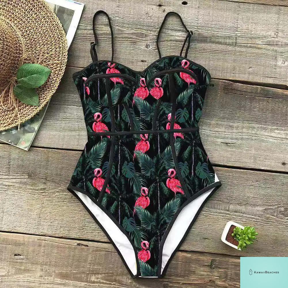 Kawaii Retro Push Up One Piece Swimsuit