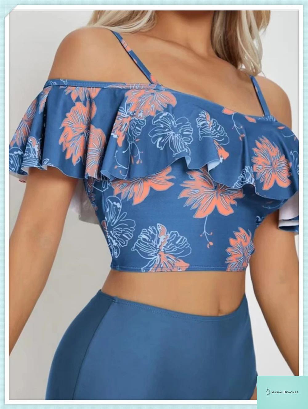 Ruffle Floral High Waist Bikini