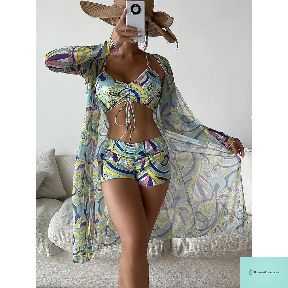 Womens 3 Piece Long Sleeve Swimsuit