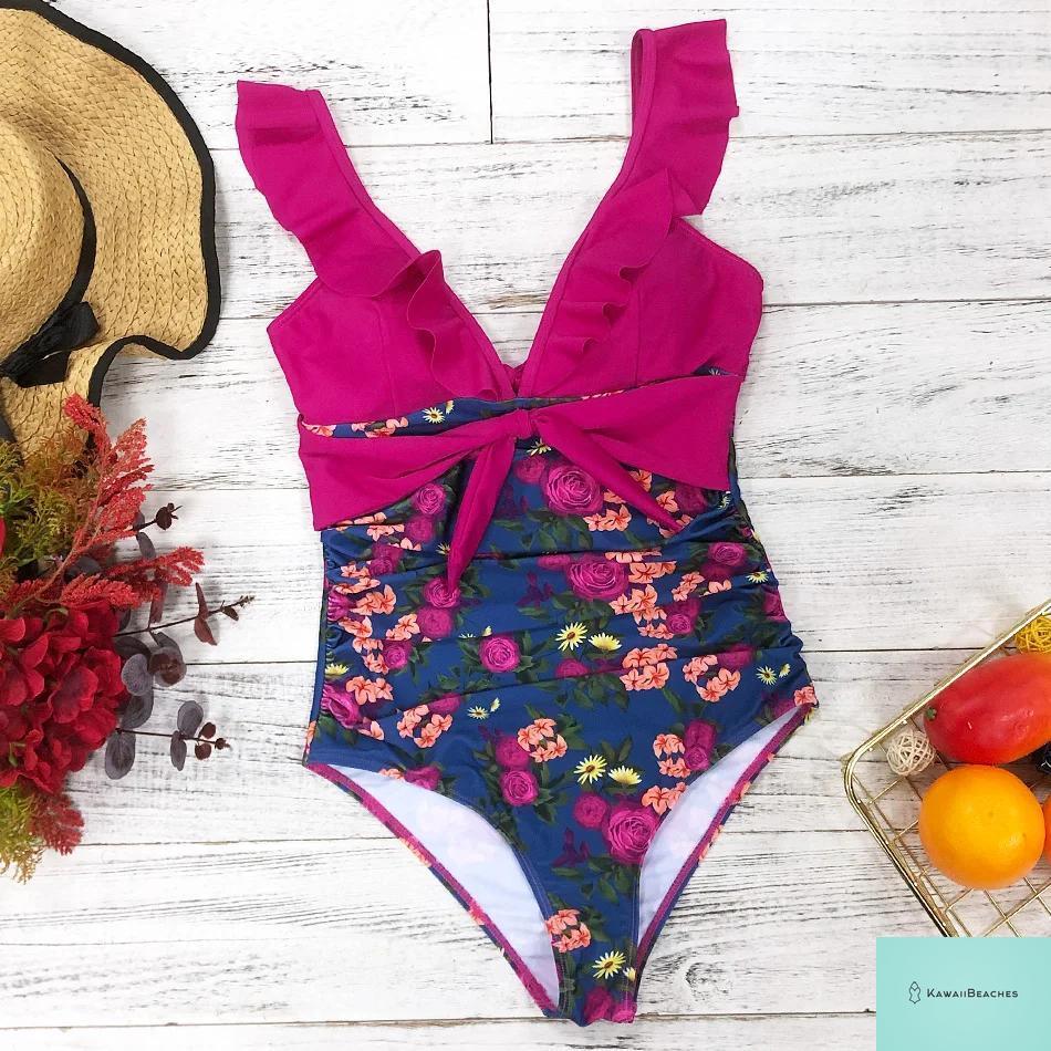 Kawaii Retro Push Up One Piece Swimsuit