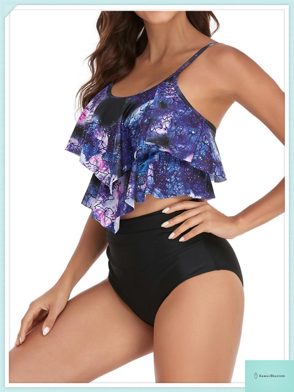 Ruffle Floral High Waist Bikini