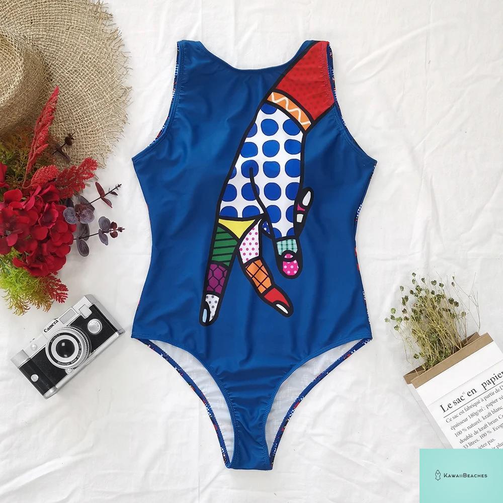 Striped Tropical Monokini Swimsuit for Women