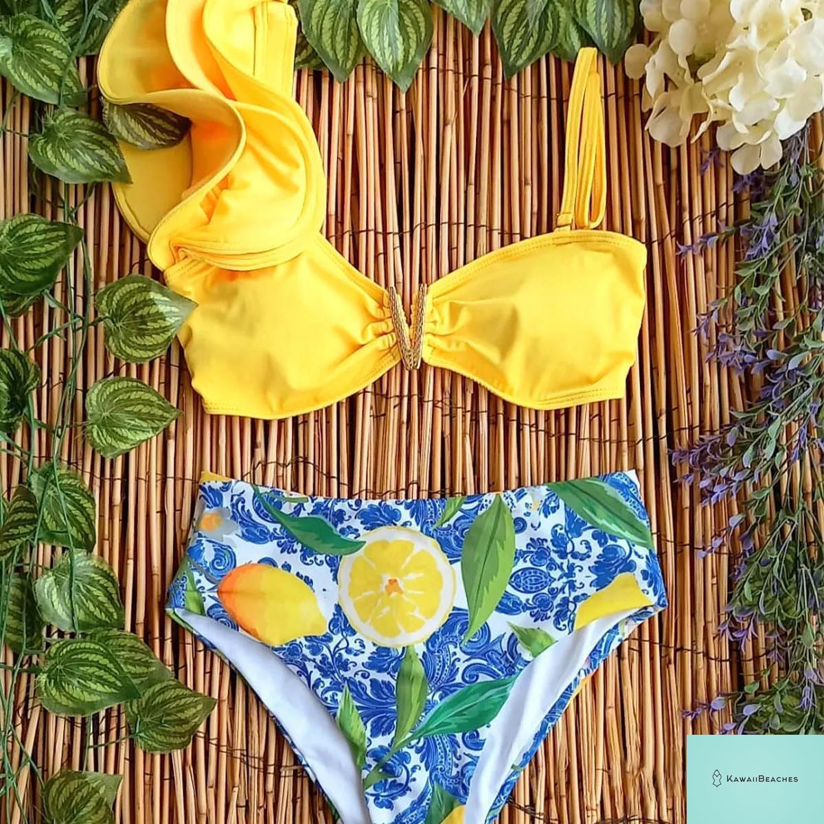 Floral Printed High Waist Bandage Bikini Set