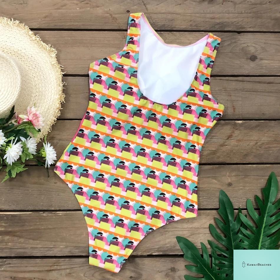 Striped Tropical Monokini Swimsuit for Women