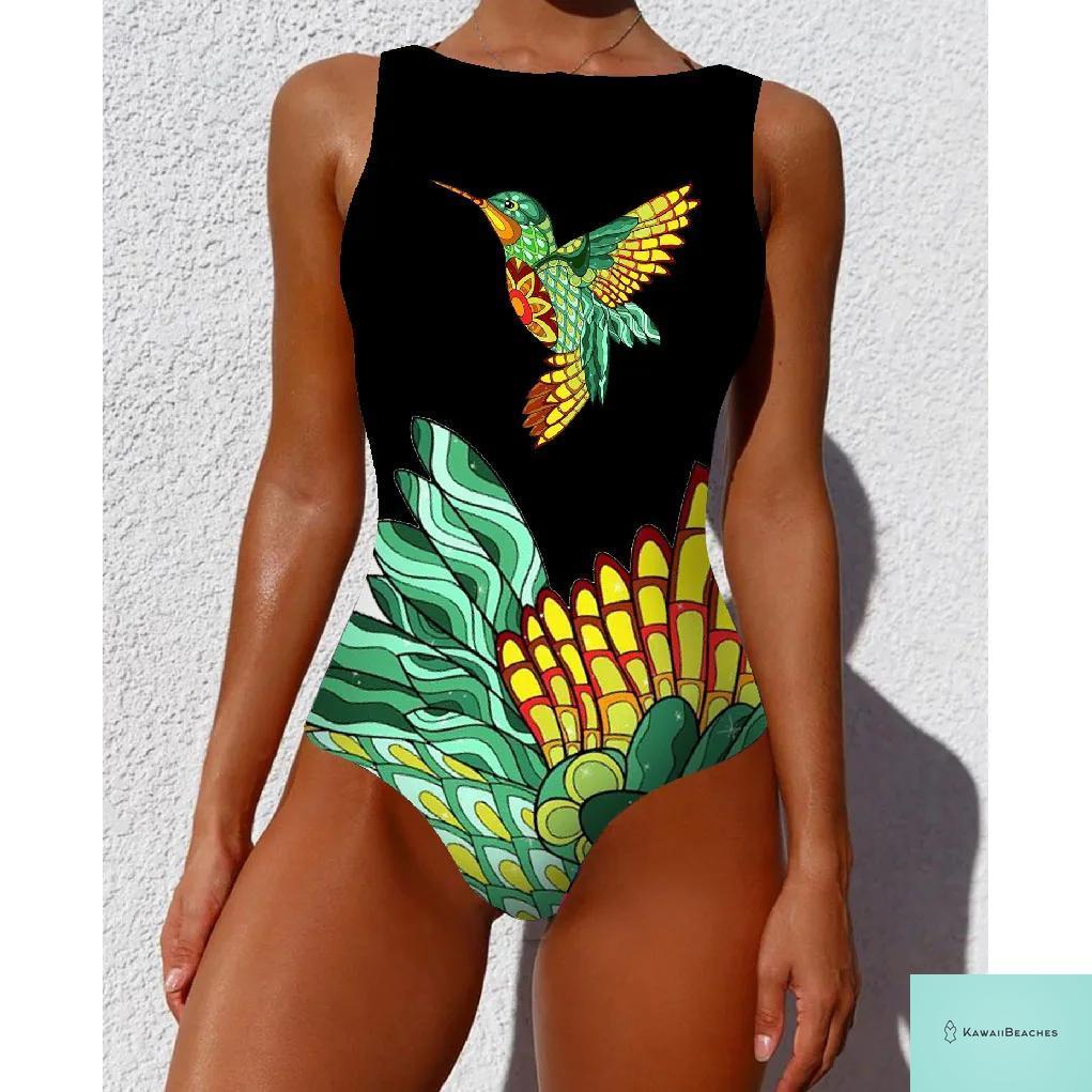 Womens Floral Lace Up Swimsuit
