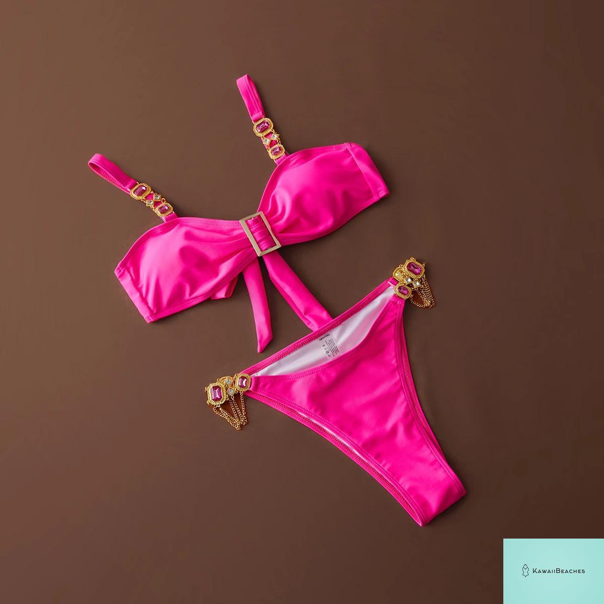 High Waist Golden Print Brazilian Bikini Set