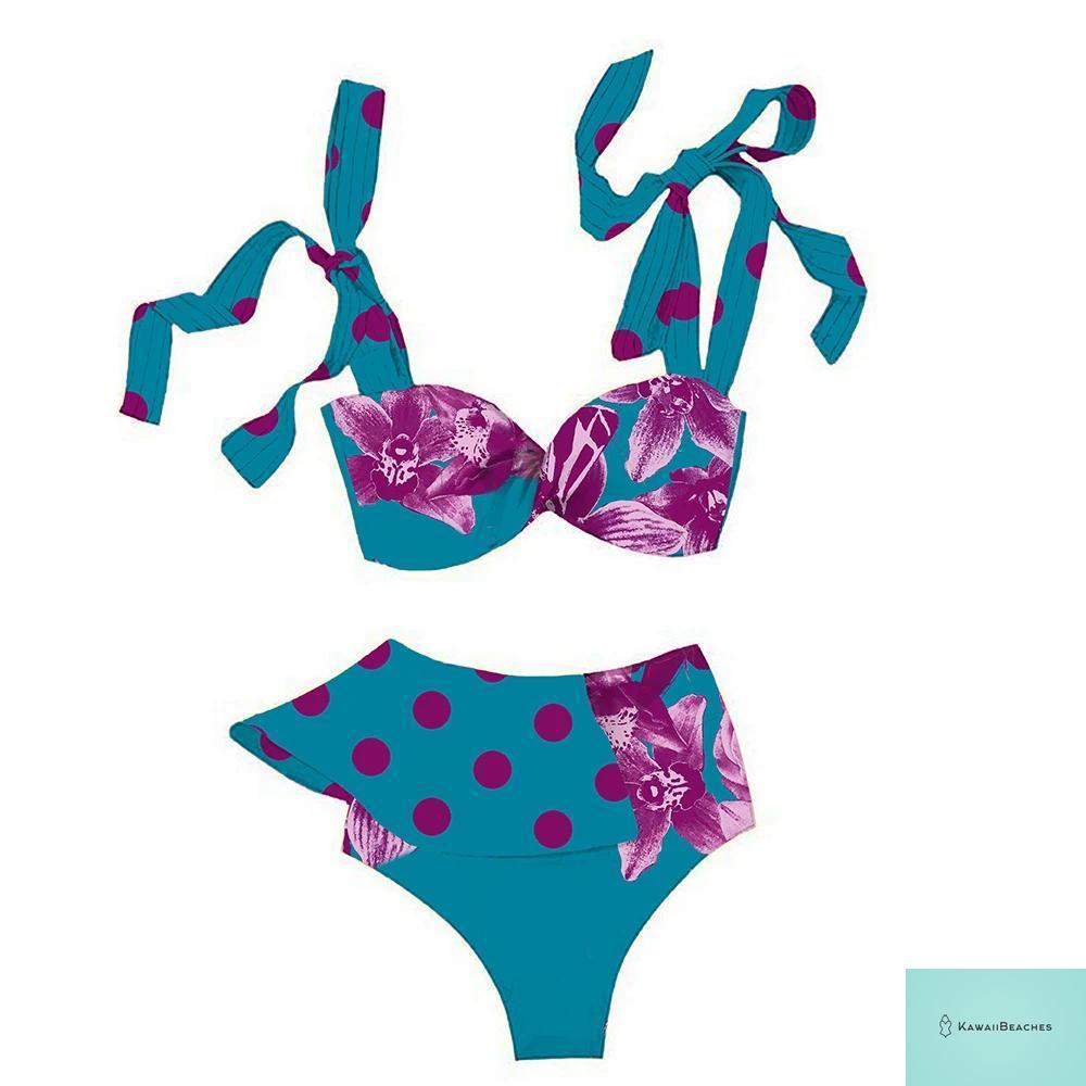 Floral Printed High Waist Bandage Bikini Set