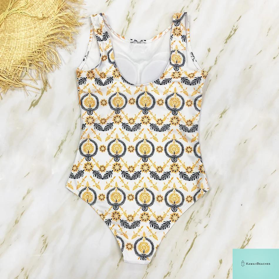 Striped Tropical Monokini Swimsuit for Women