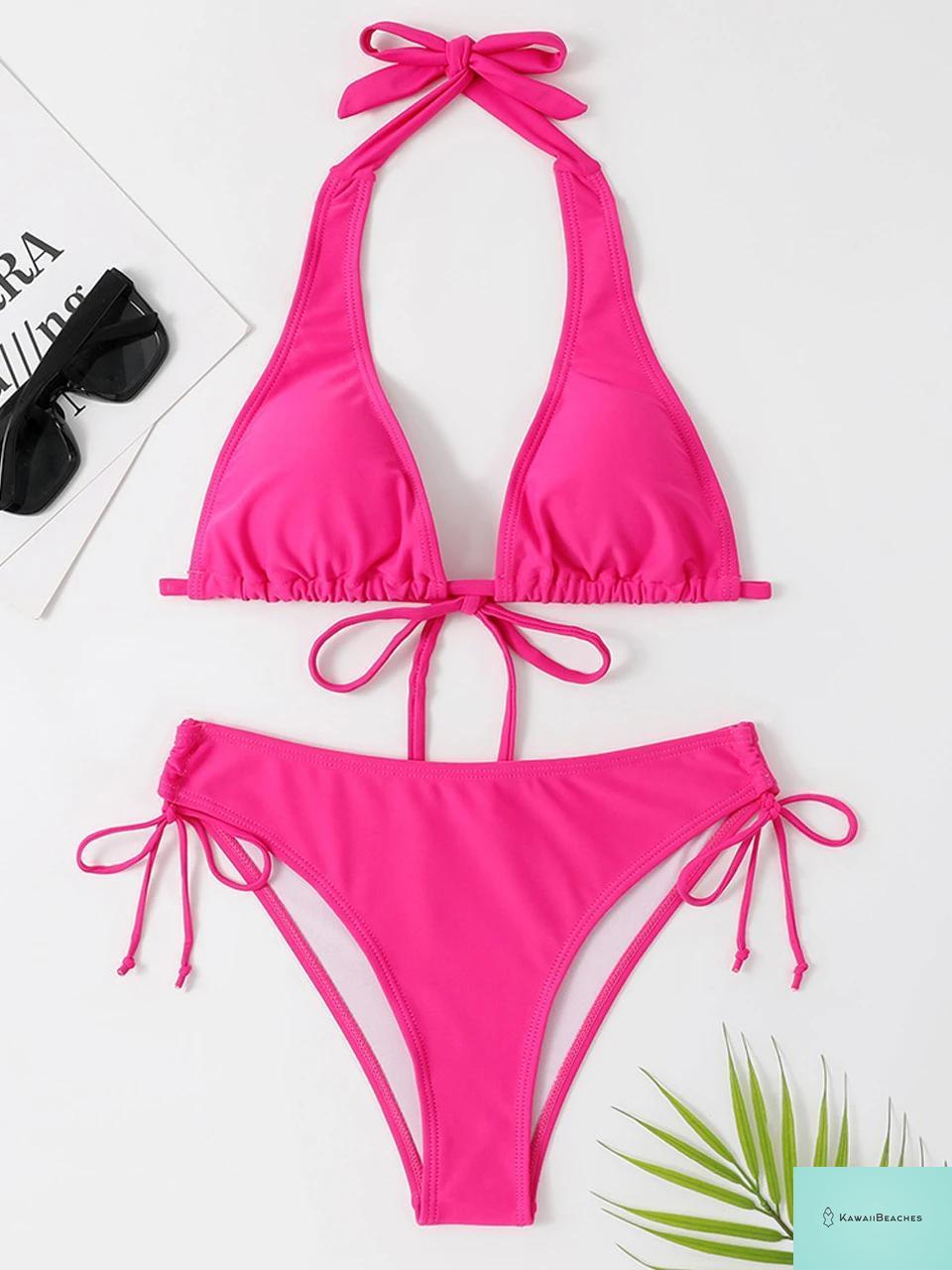 Halter Triangle Padded Bikini Set for Women