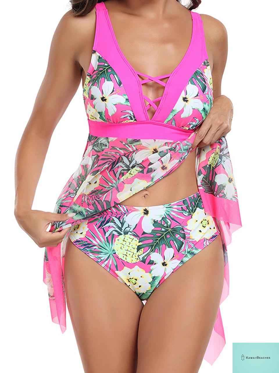 KawaiiBeaches Womens Printed Tankini Swimsuit