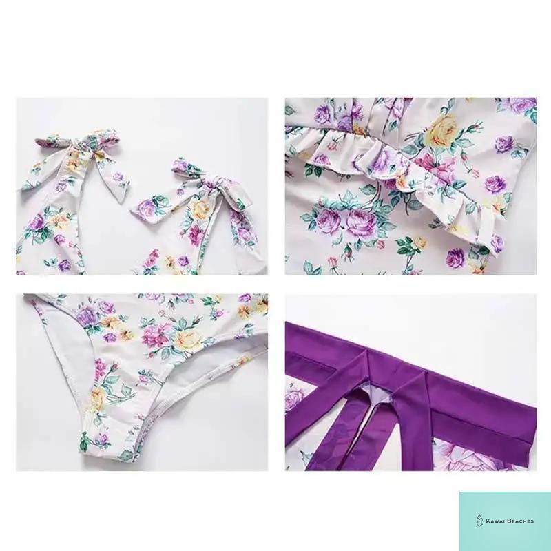 Floral Ruffle Push Up Bikini Set