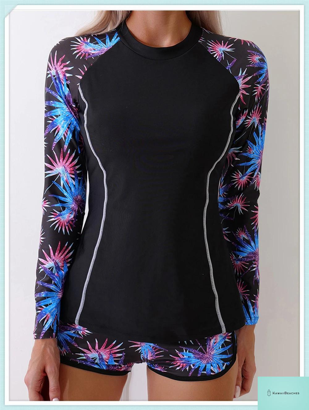 Tropical Long Sleeve Rashguard Swimsuit
