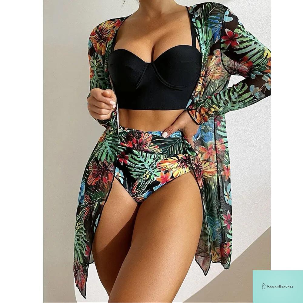 Womens 3 Piece Long Sleeve Swimsuit