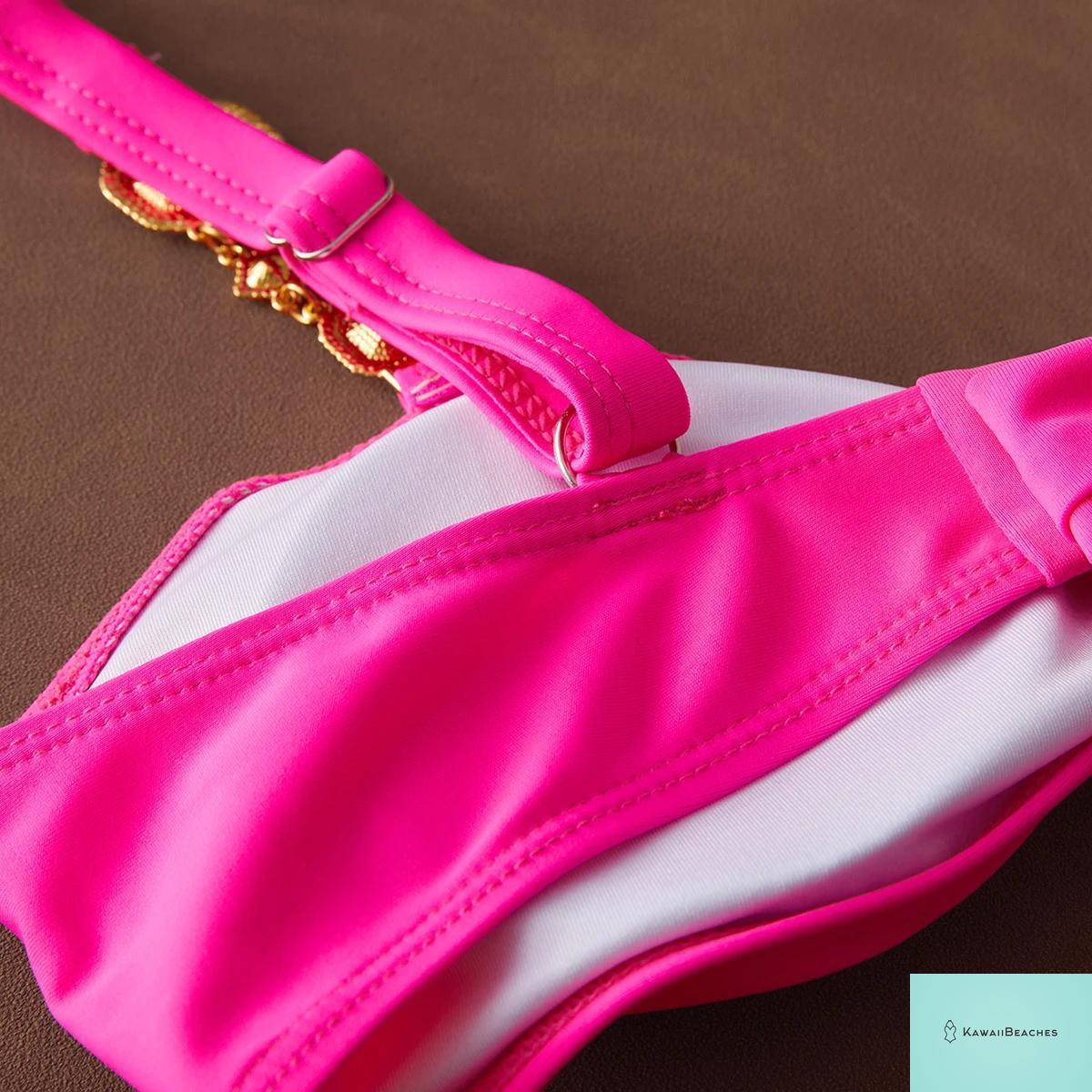 High Waist Golden Print Brazilian Bikini Set