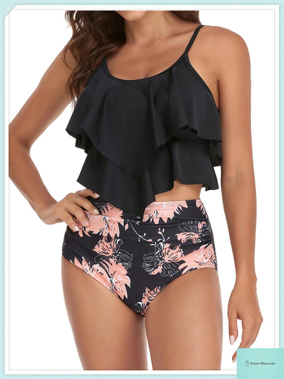 Ruffle Floral High Waist Bikini