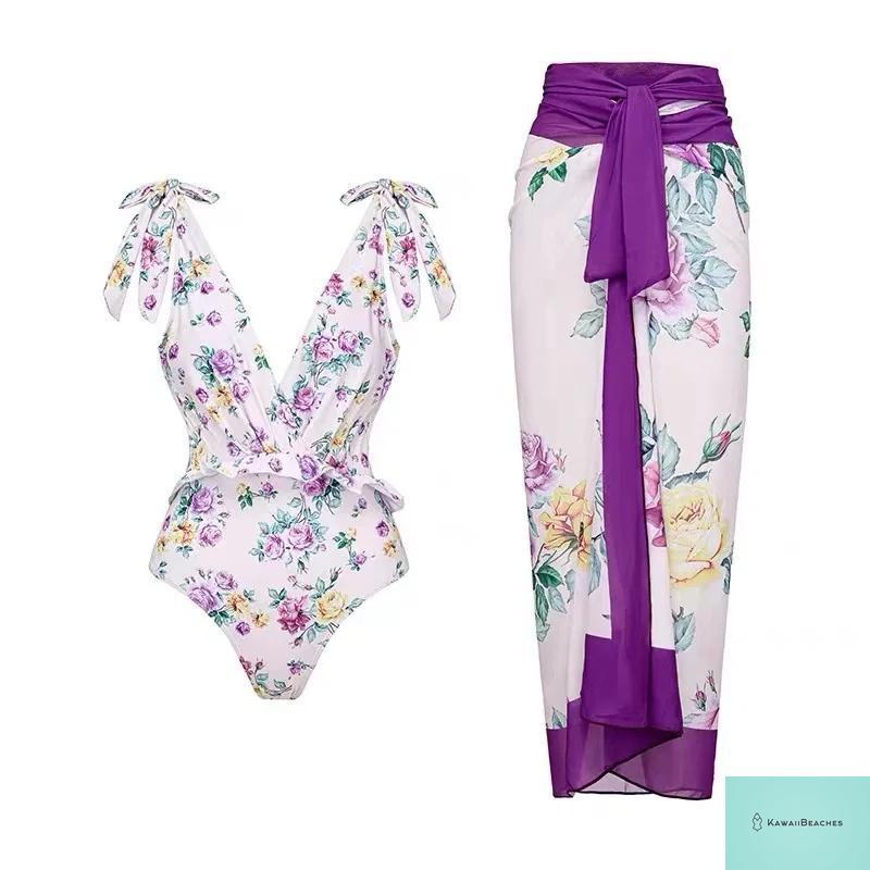 Floral Ruffle Push Up Bikini Set