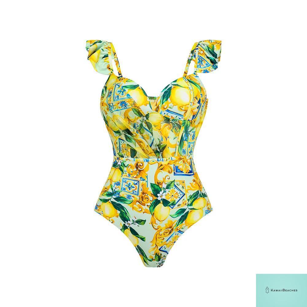 Floral Ruffle Push-Up One-Piece Swimsuit