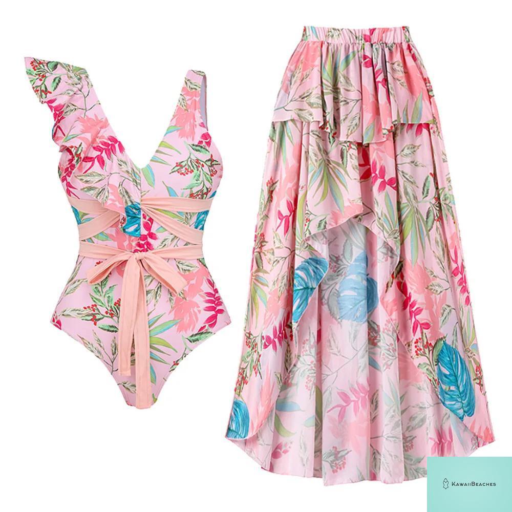 Floral Ruffle Push-Up One-Piece Swimsuit