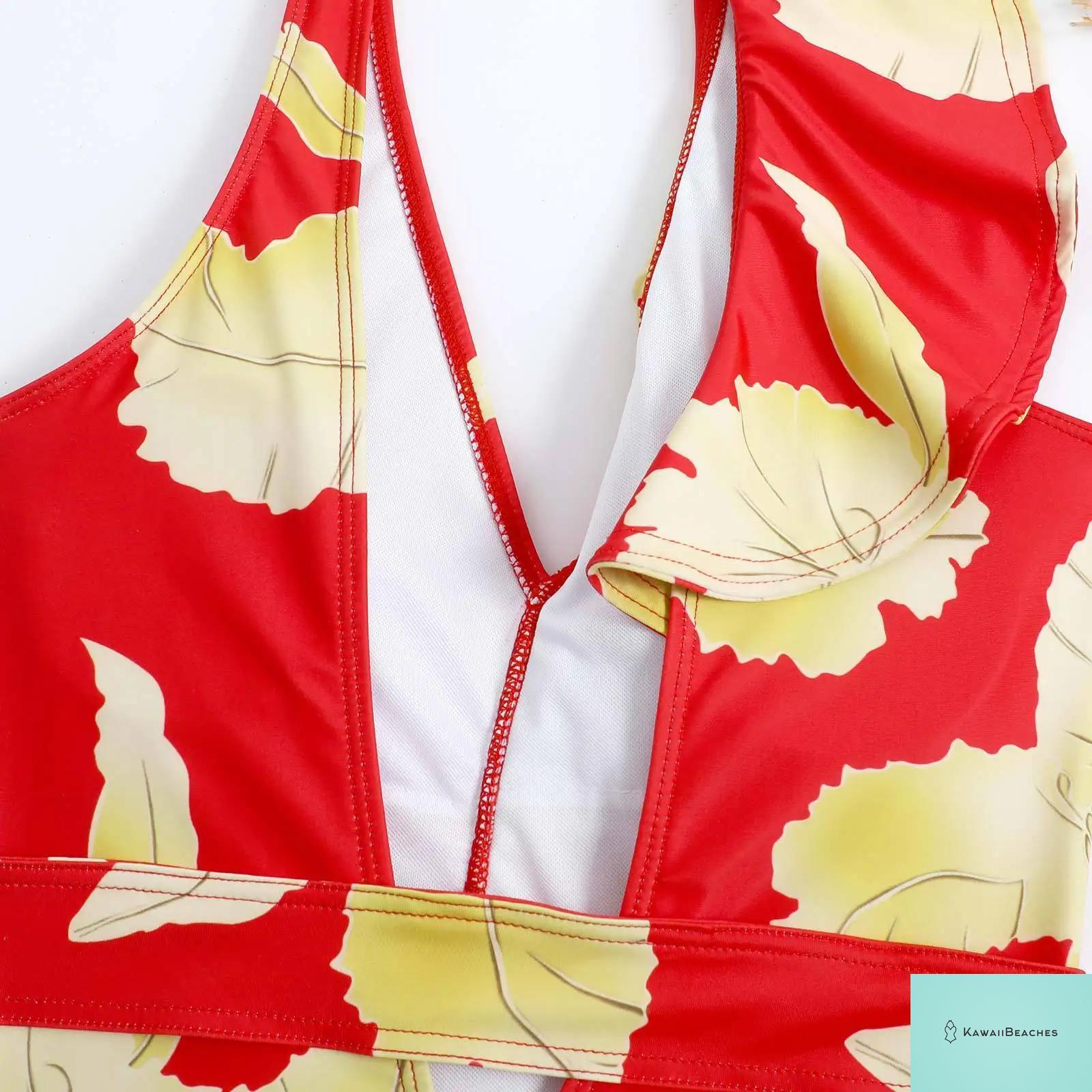 Floral Ruffle Push Up Bikini Set