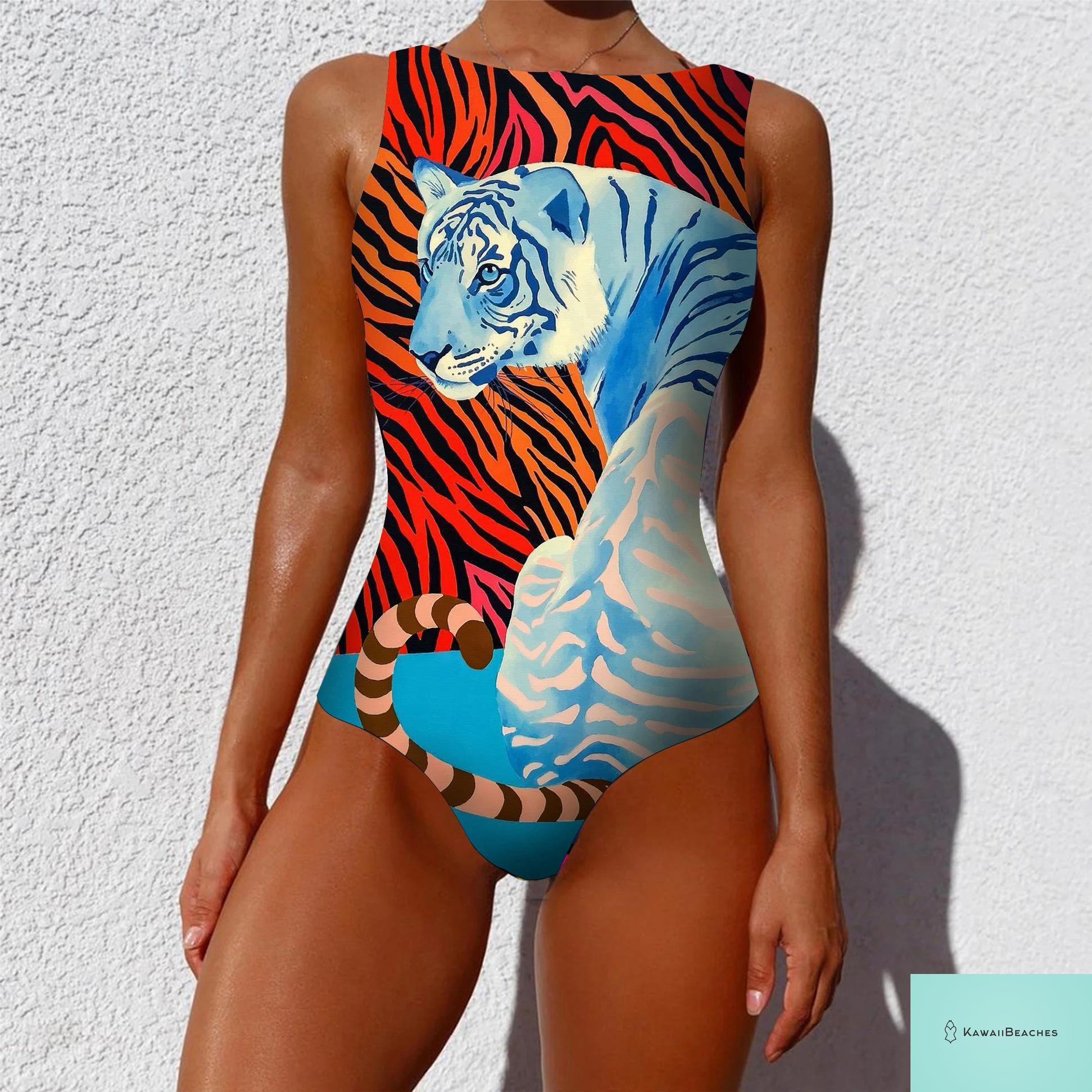 Womens Floral Lace Up Swimsuit