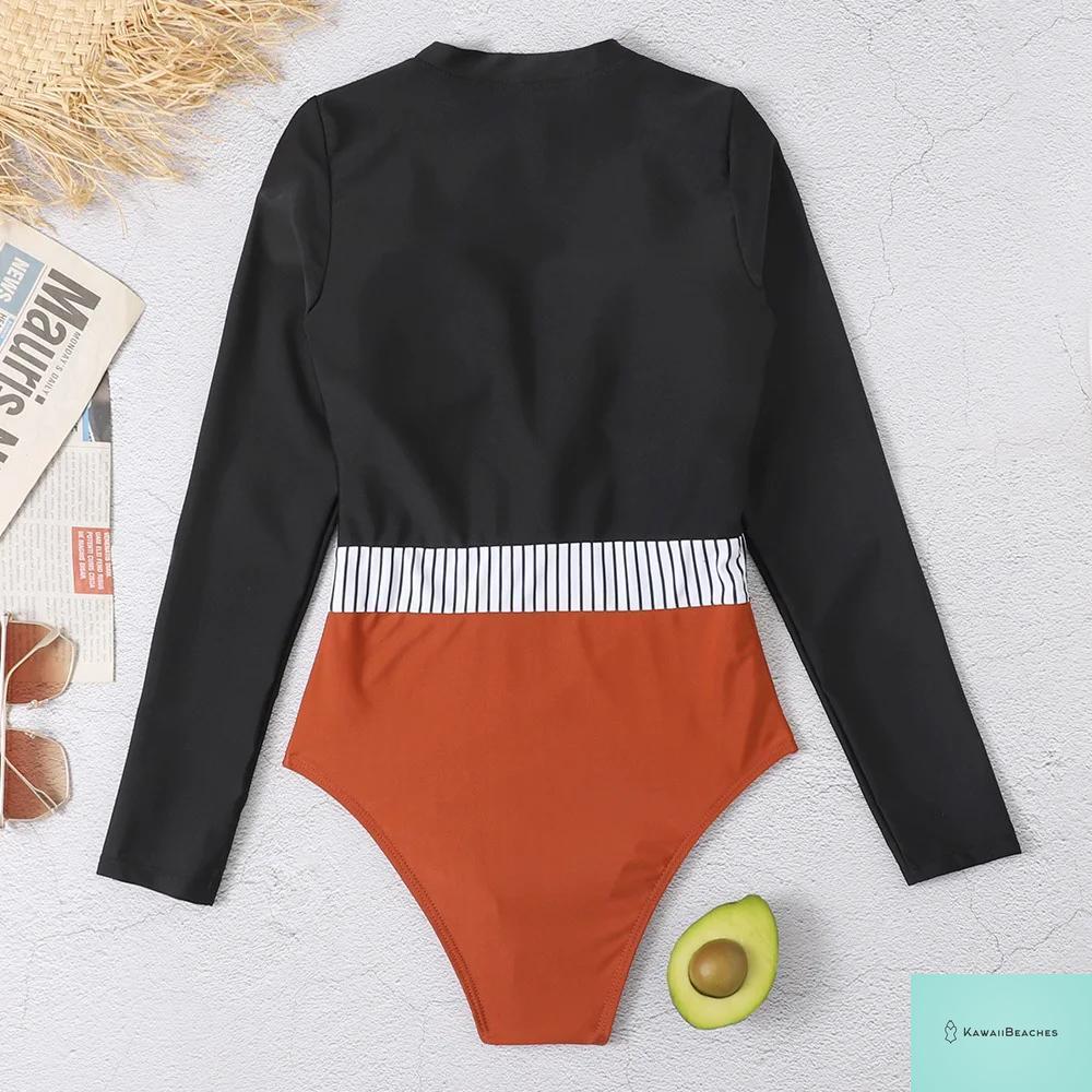 Womens Long Sleeve Surfing Swimsuit Monokini