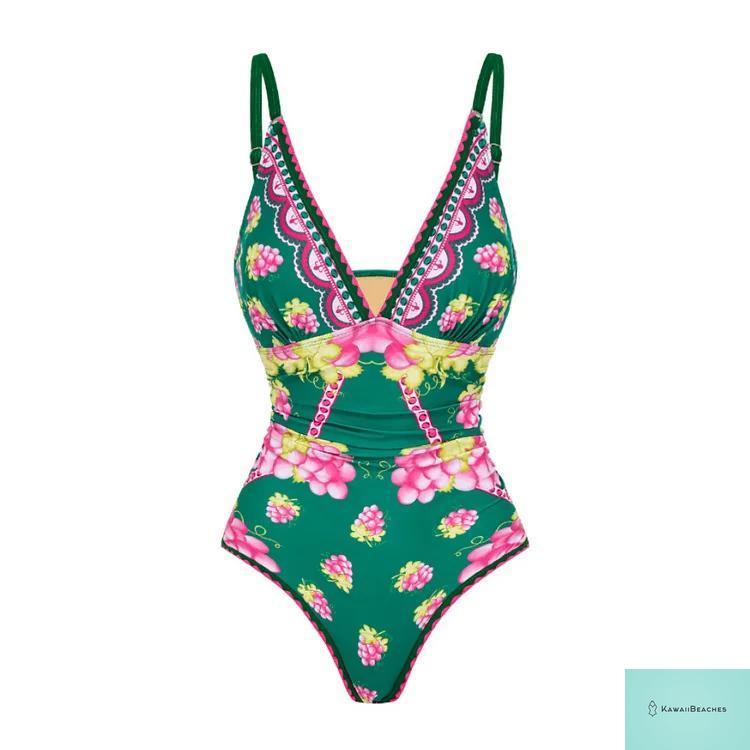 Womens Ruffle Deep V Swimsuit