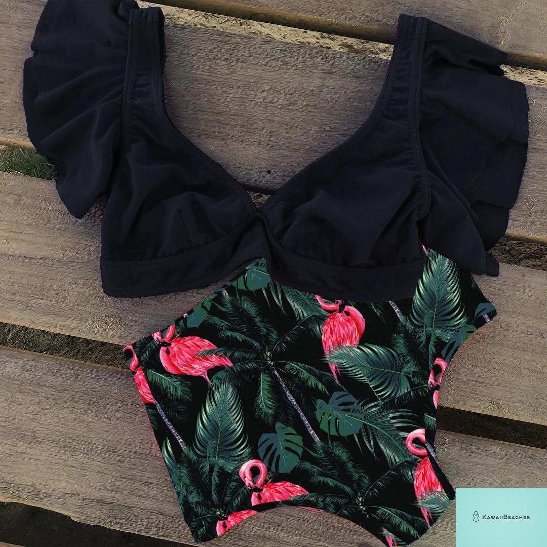 Kawaii Ruffle High Waist Bikini Set