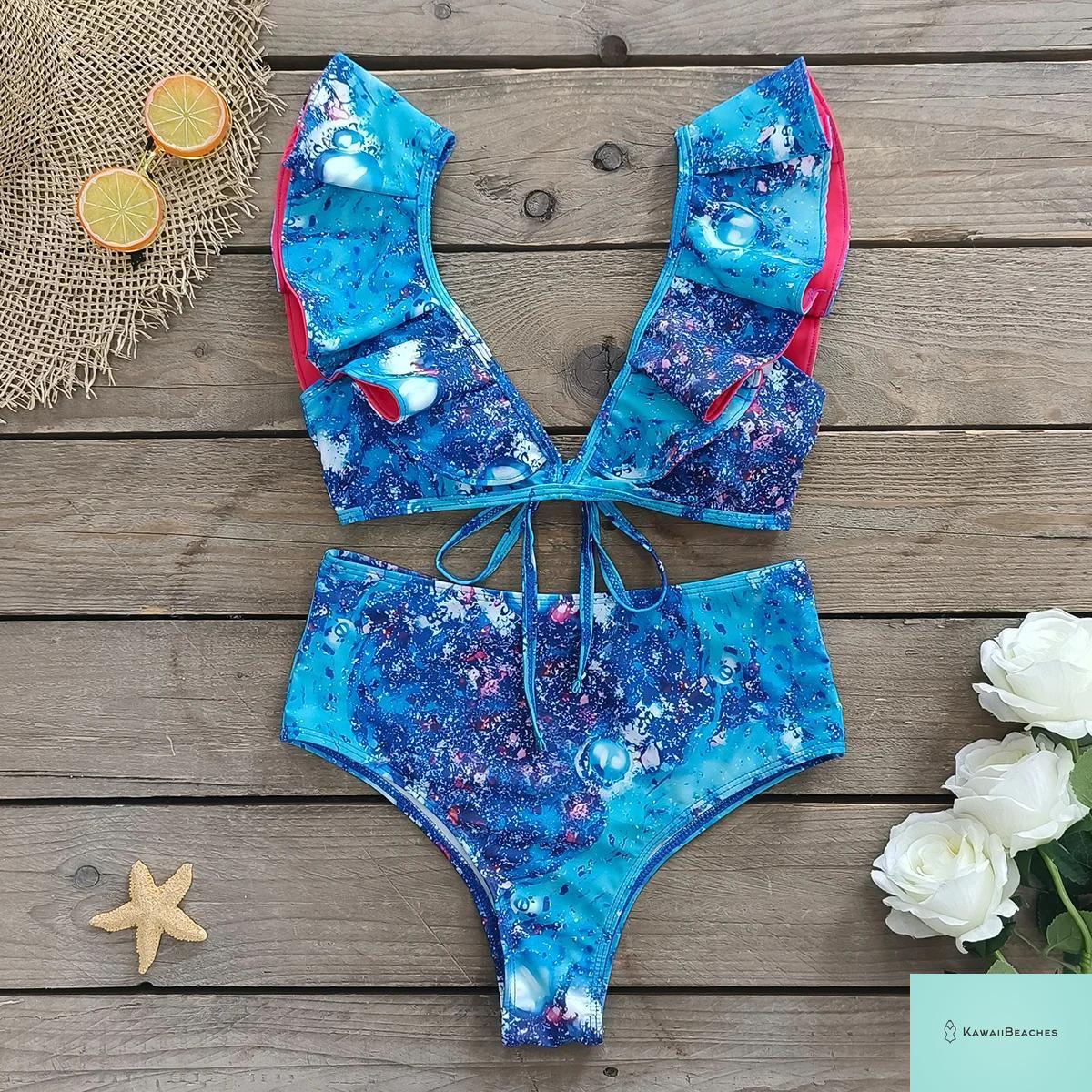 Floral Printed High Waist Bandage Bikini Set