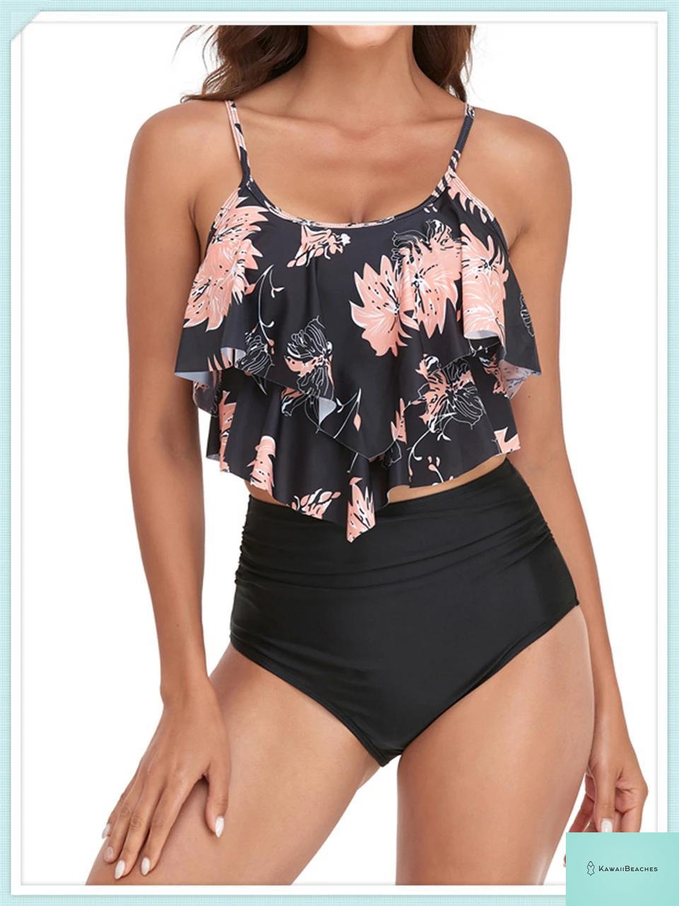 Ruffle Floral High Waist Bikini