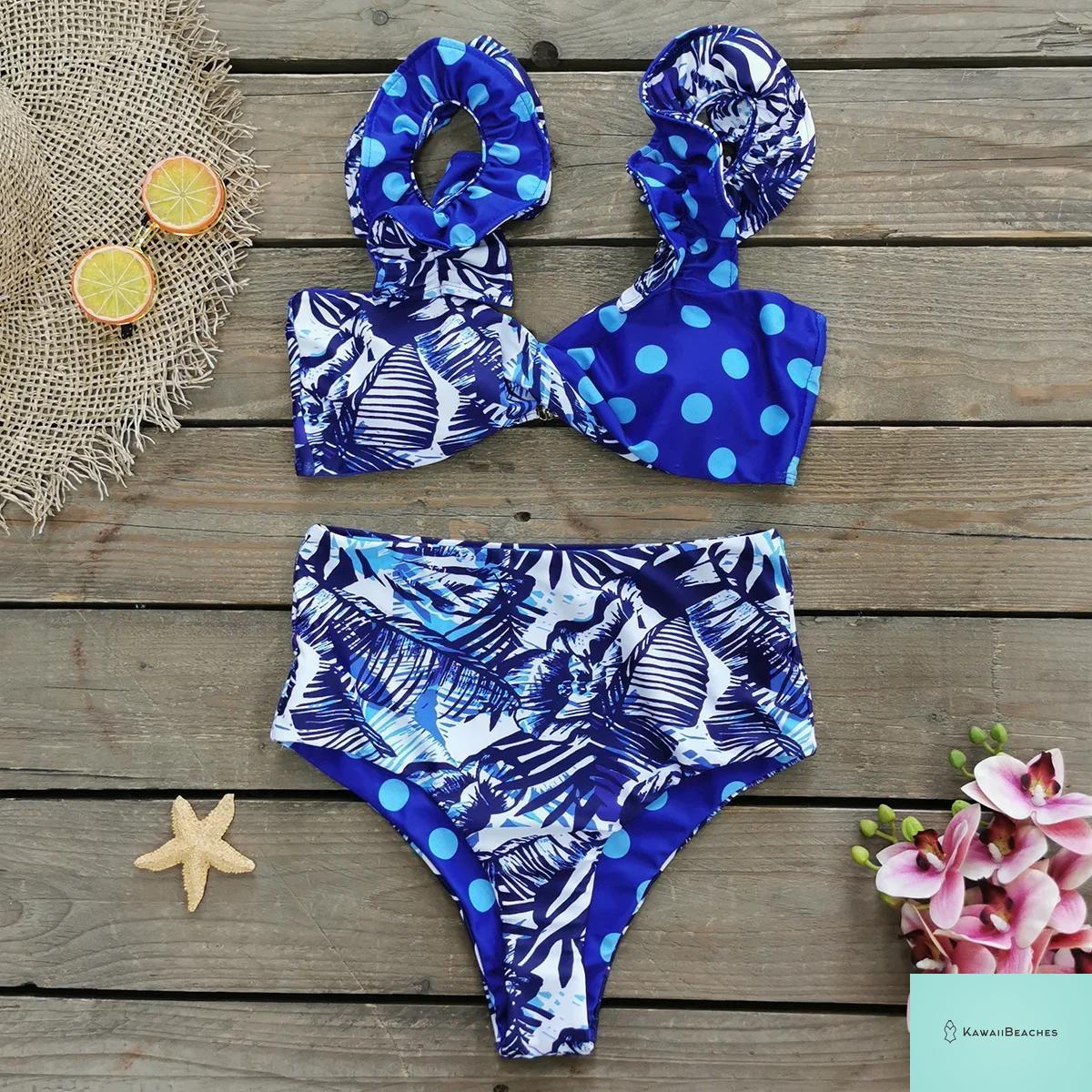 Floral Printed High Waist Bandage Bikini Set