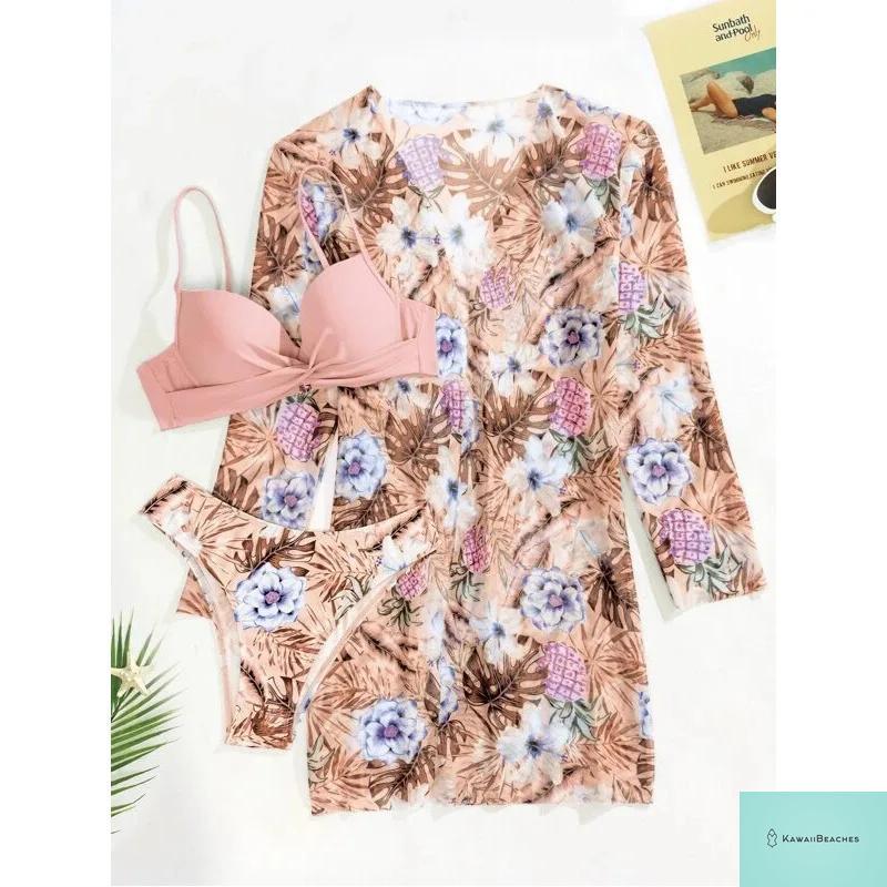 Womens 3 Piece Long Sleeve Swimsuit