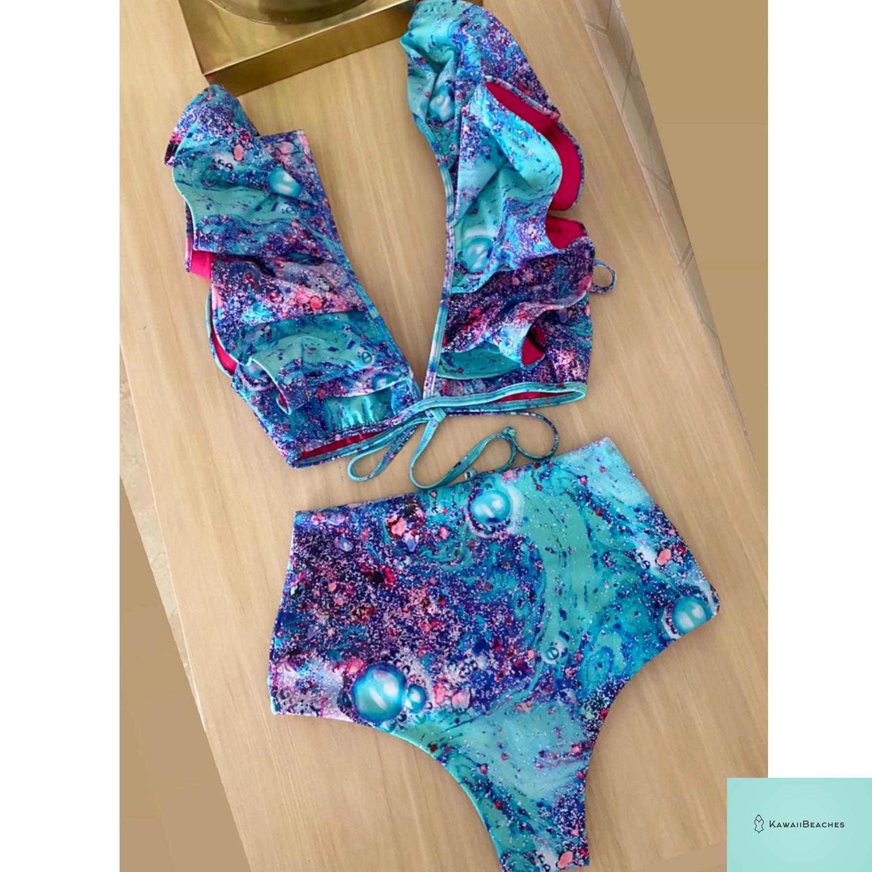 Floral Printed High Waist Bandage Bikini Set