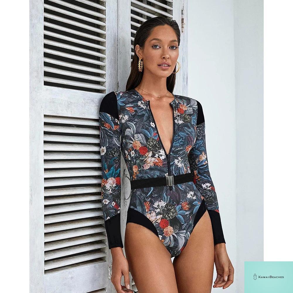 KawaiiBeaches Skeleton Long Sleeve Swimsuit