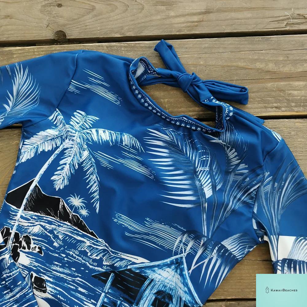 Womens Long Sleeve Surfing Swimsuit Monokini