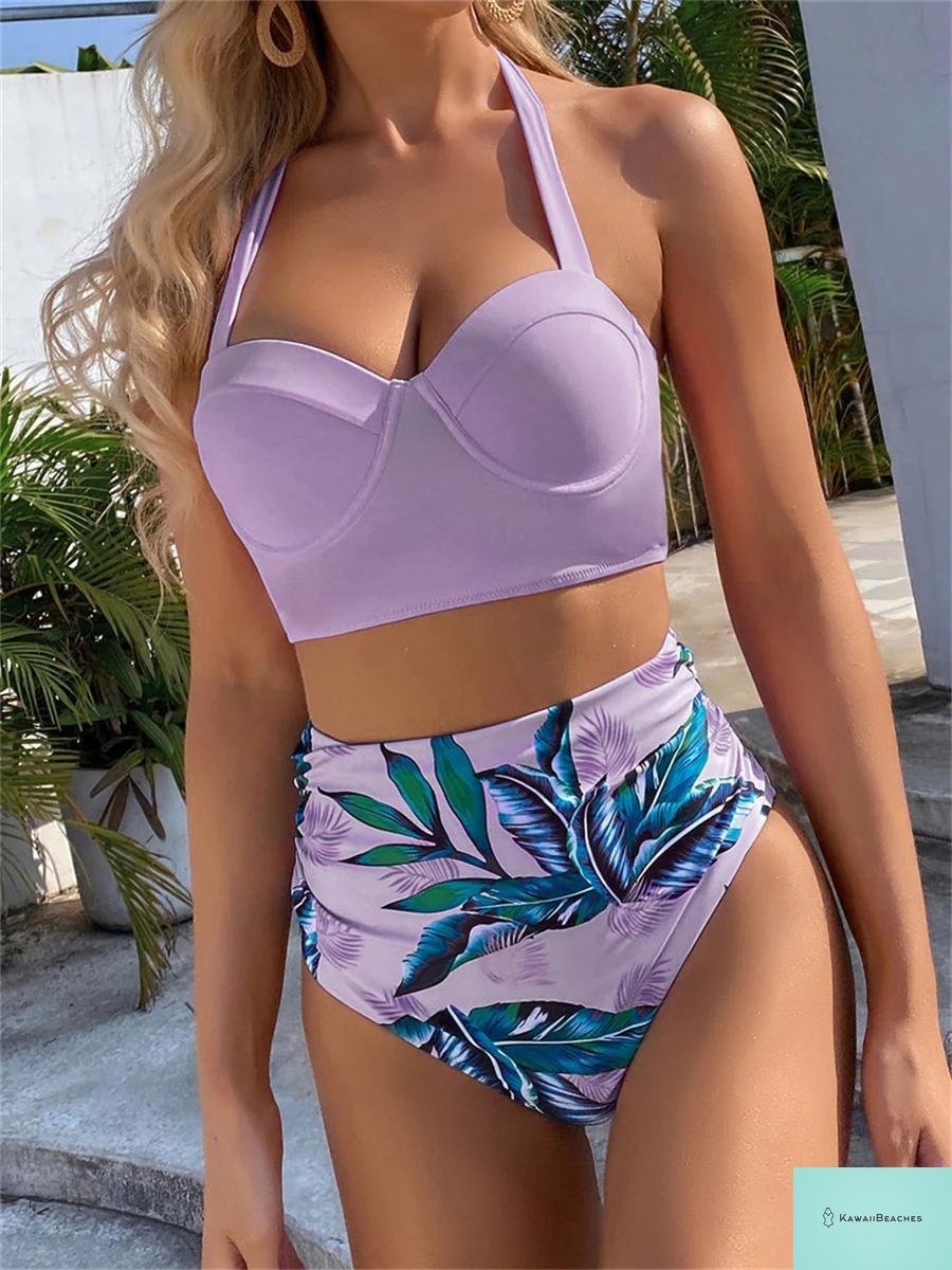 Kawaii Butterfly Print High Waist Bikini