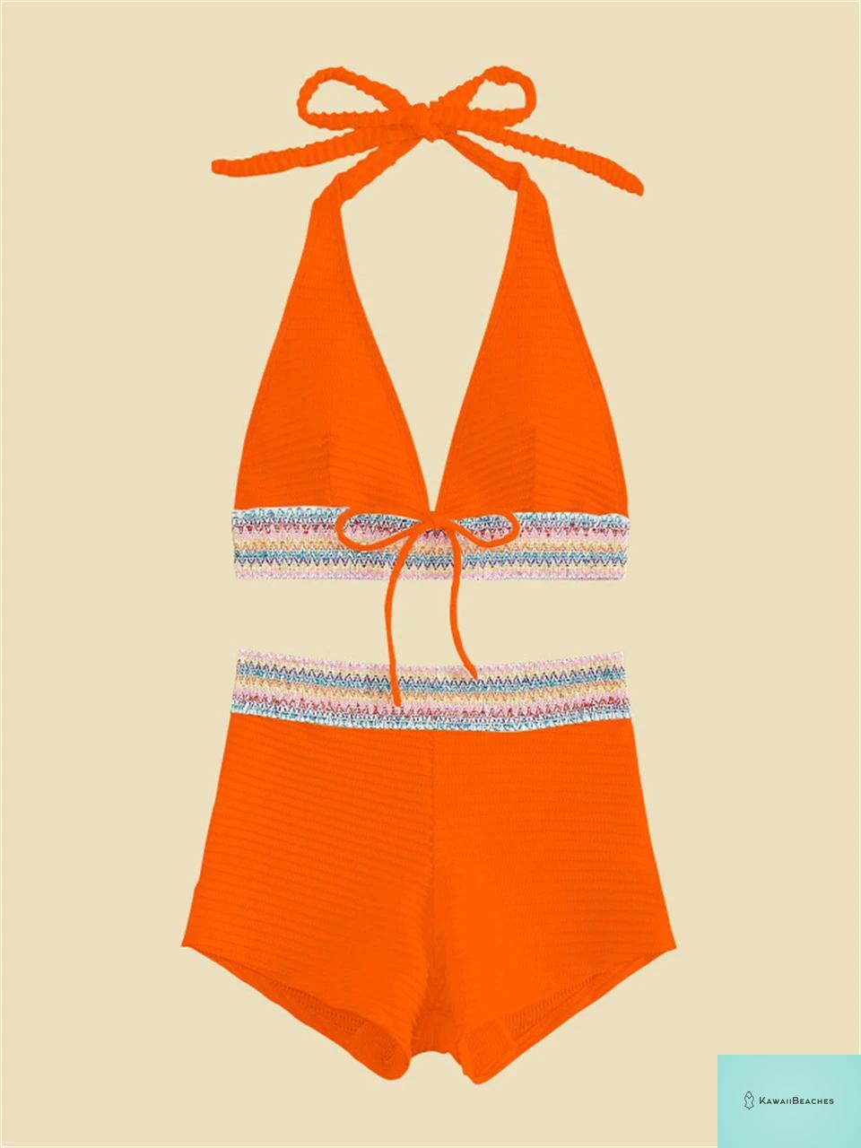 Stylish High Waist Halter Bikini Set