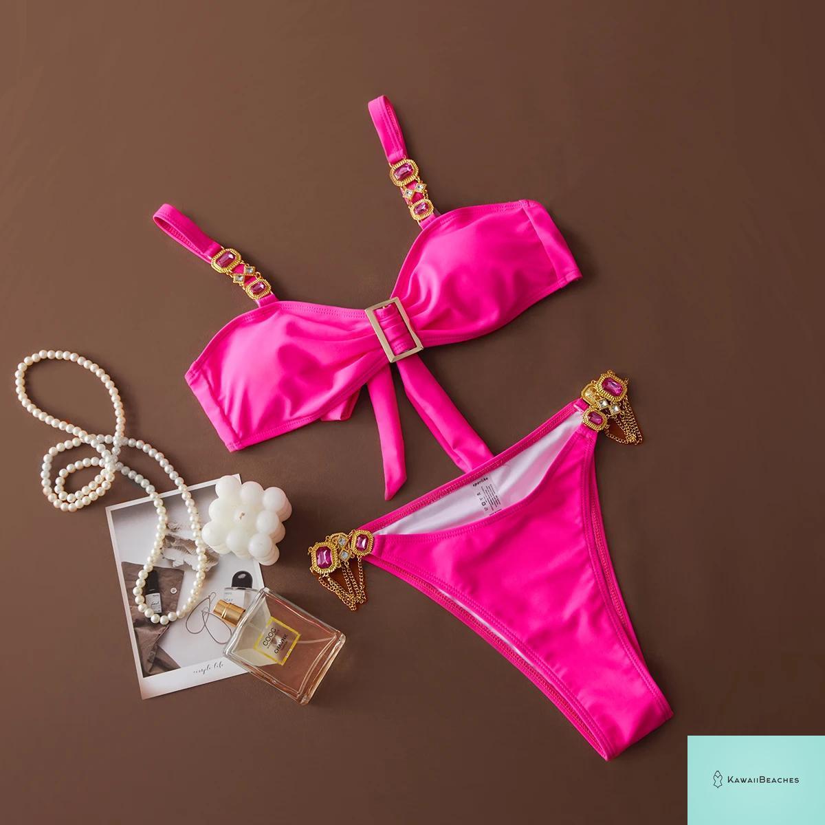 High Waist Golden Print Brazilian Bikini Set