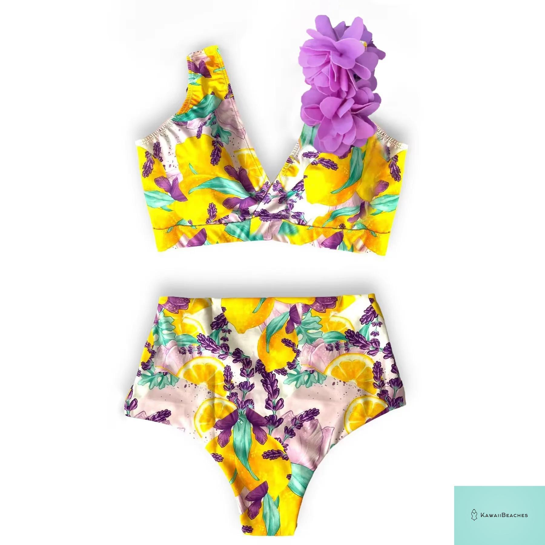 Floral Printed High Waist Bandage Bikini Set