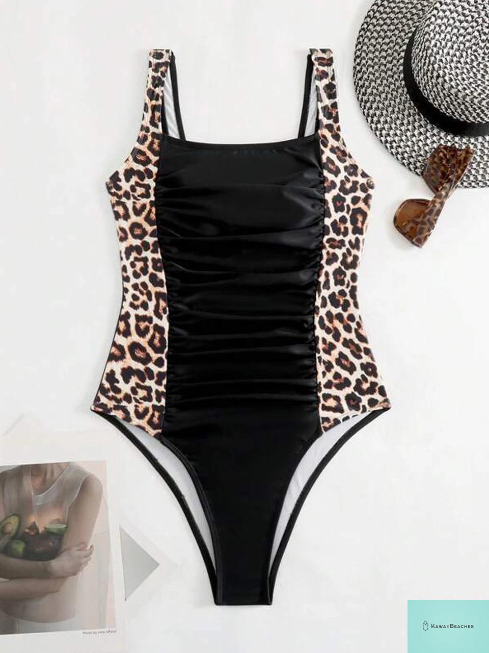 Leopard Print Backless One Piece Swimsuit