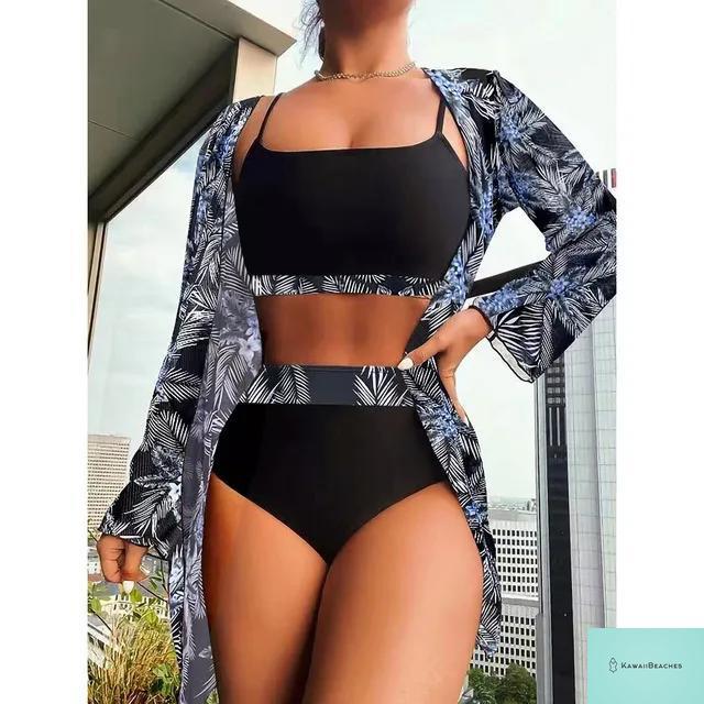 Womens 3 Piece Long Sleeve Swimsuit