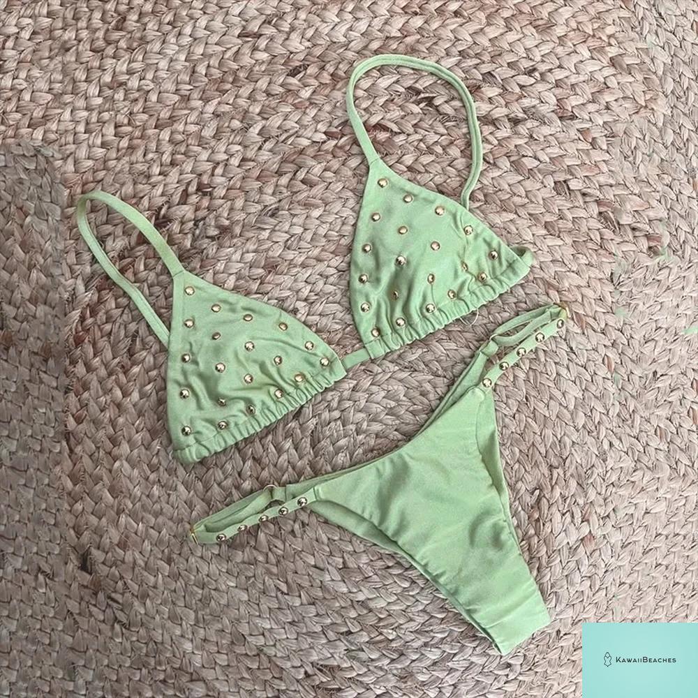 Stylish High Waist Golden Bikini Set