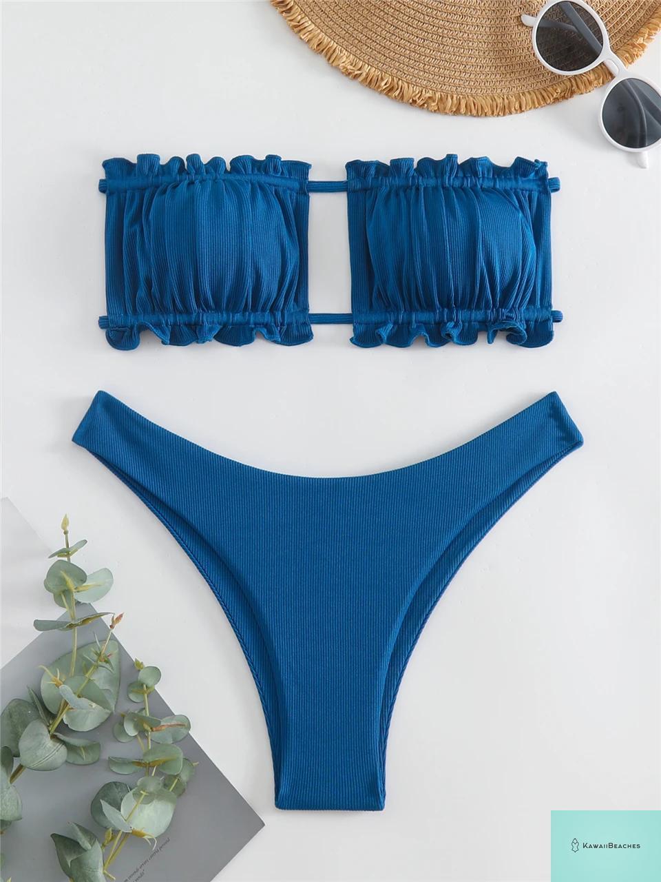 Kawaii Beaches Back Lace Up Bikini Set