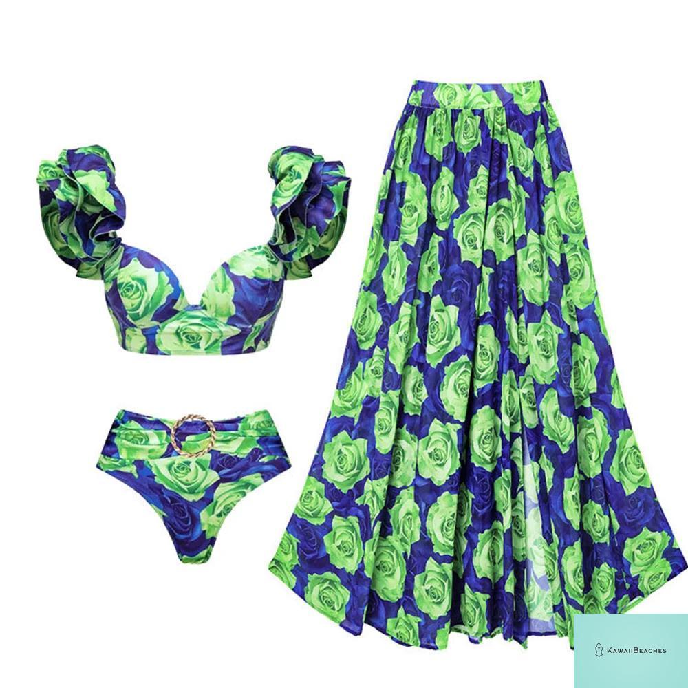 Floral Ruffle Push-Up One-Piece Swimsuit