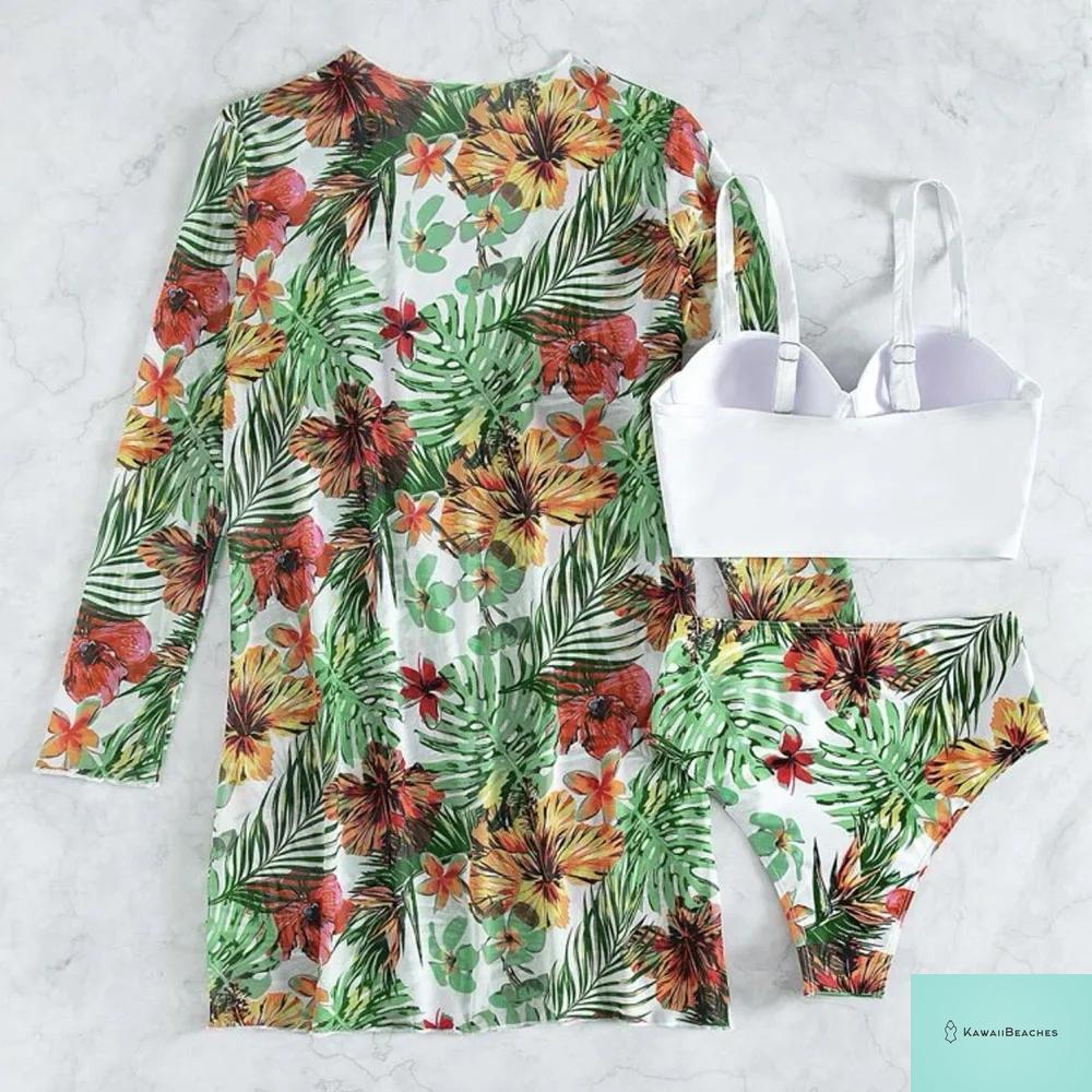 Womens 3 Piece Long Sleeve Swimsuit