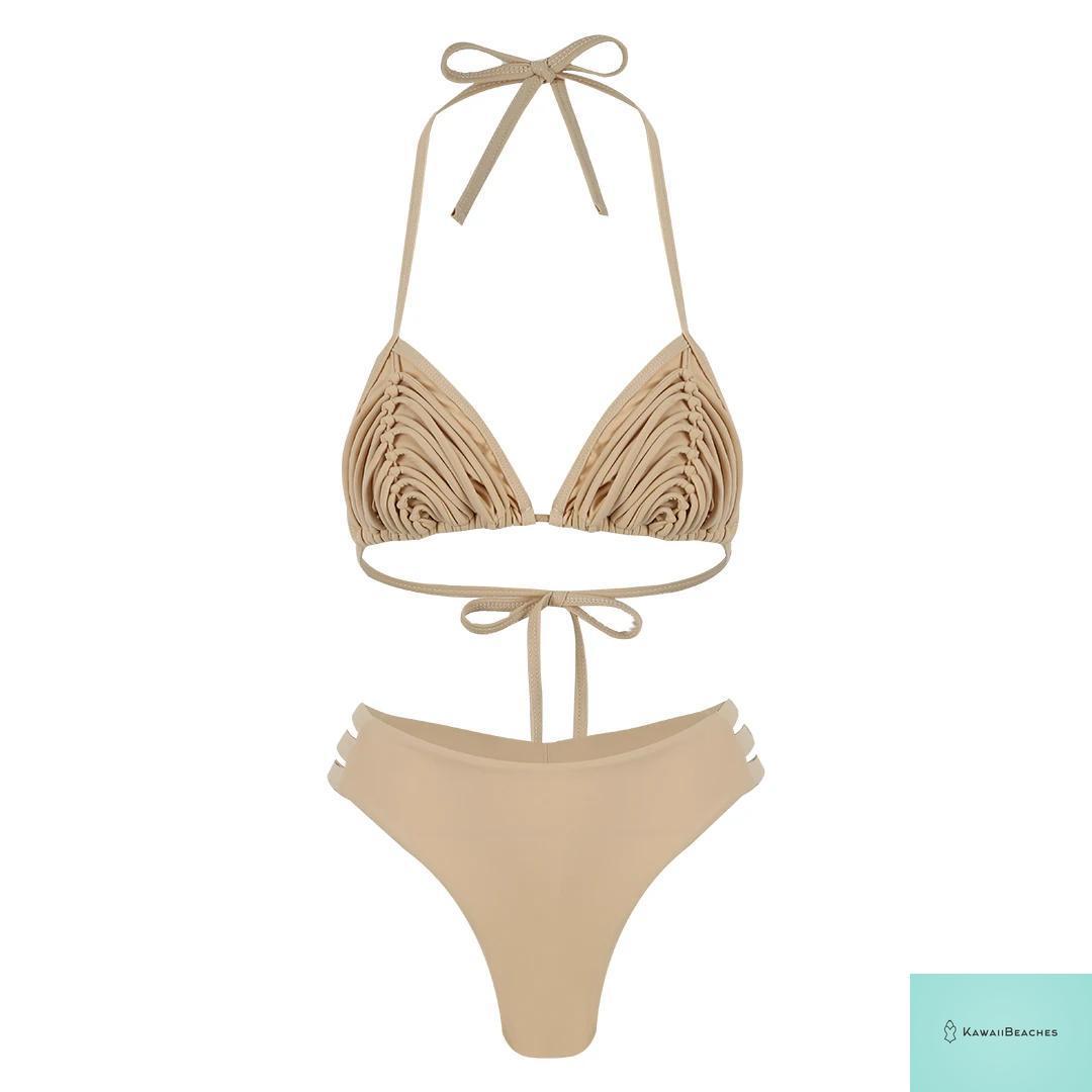 Kawaii Stripes Lace-Up Brazilian Bikini Set