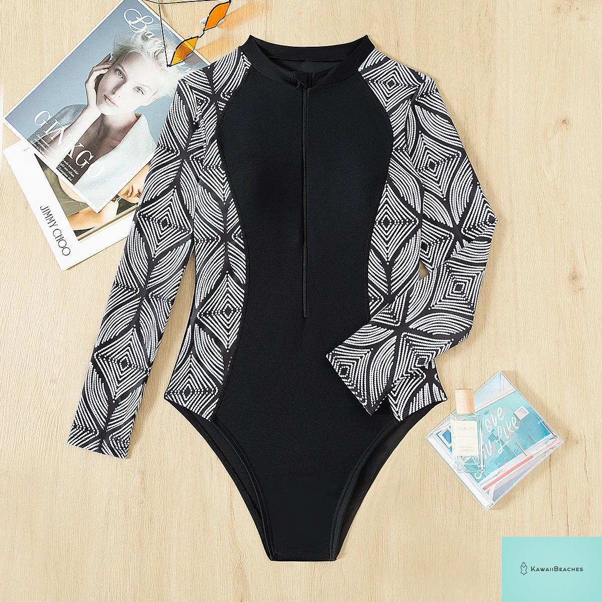 KawaiiBeaches Skeleton Long Sleeve Swimsuit