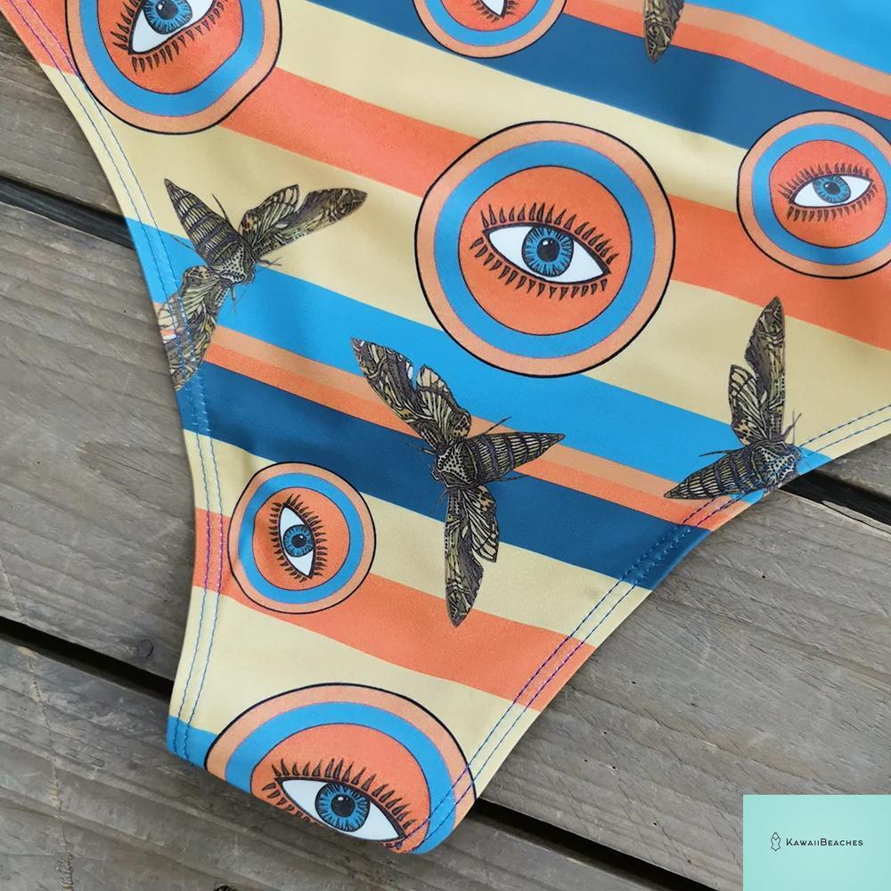 Striped Tropical Monokini Swimsuit for Women