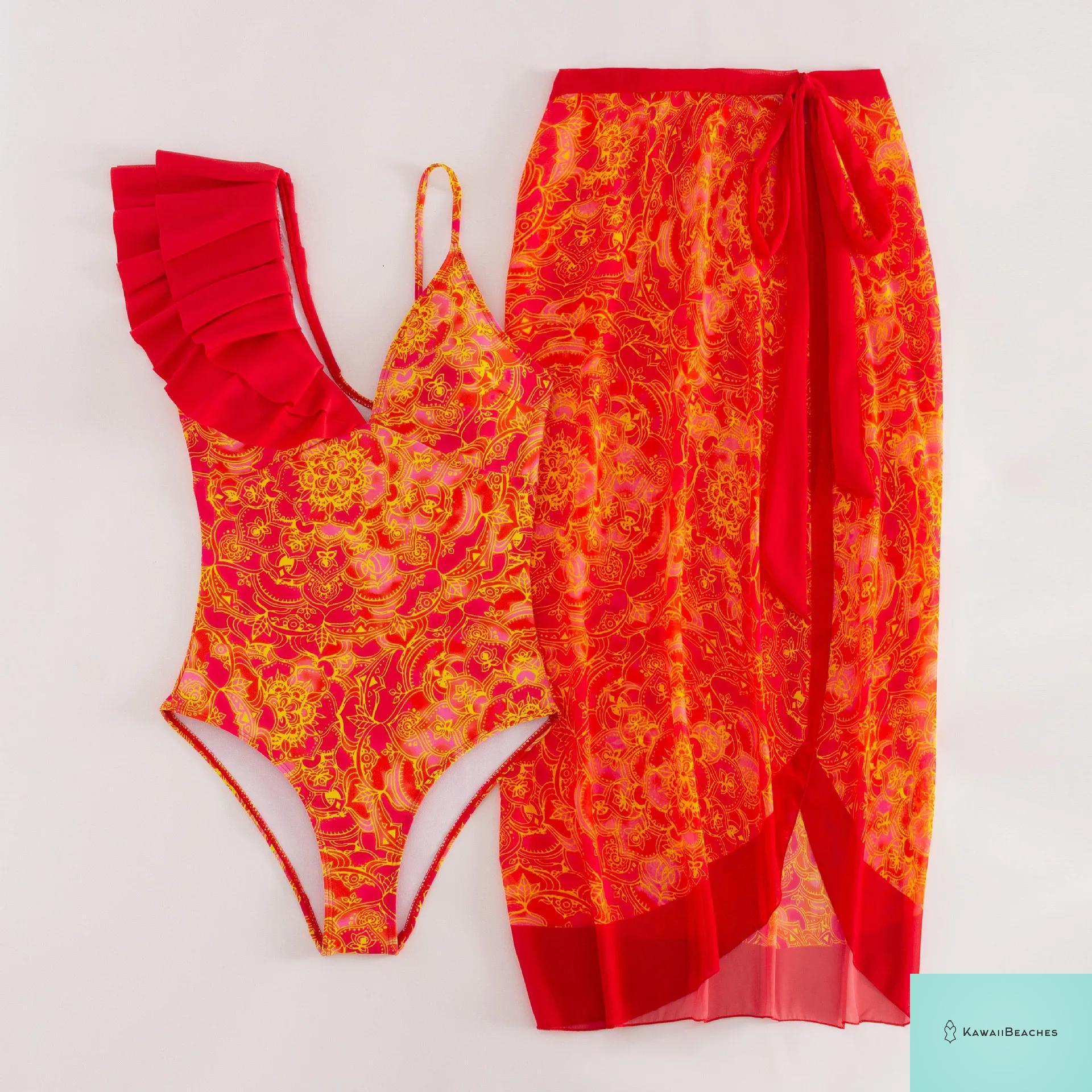 Floral Ruffle Push Up Bikini Set